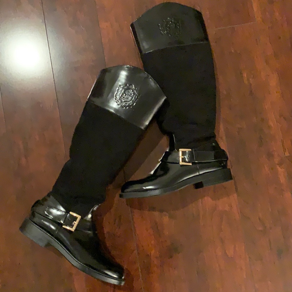 Zara black leather tall boots